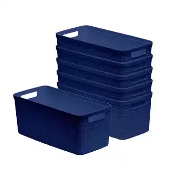 Walmart Curver Set of 6 Jute Basket Slim Durable Resin Organization and Storage Basket Bin, Blue offer