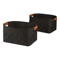 Walmart Mainstays Medium Woven Felt Basket, Dark Grey, Set of 2 offer
