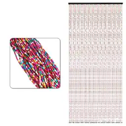 Walmart IAJXWI Rainbow Bohemian Wooden Bead Multi-colored Door Curtain, 35 x 77 offer