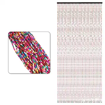 Walmart IAJXWI Rainbow Bohemian Wooden Bead Multi-colored Door Curtain, 35 x 77 offer