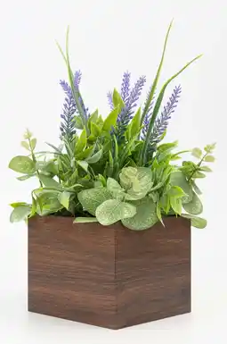 Walmart Mainstays 12 Artificial Lavender Plant in Brown Wood Box offer