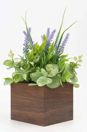 Walmart Mainstays 12 Artificial Lavender Plant in Brown Wood Box offer