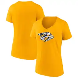 Walmart Women's Fanatics Gold Nashville Predators Primary Logo Team V-Neck T-Shirt offer