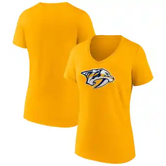 Walmart Women's Fanatics Gold Nashville Predators Primary Logo Team V-Neck T-Shirt offer