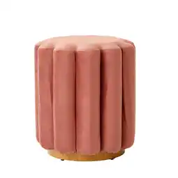 Walmart Better Homes & Gardens Lillian Velvet Tufted Ottoman, Rose offer