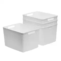 Walmart Curver Set of 4 Jute Basket Large Durable Resin Organization and Storage Basket Bin, White offer