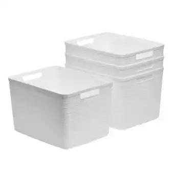 Walmart Curver Set of 4 Jute Basket Large Durable Resin Organization and Storage Basket Bin, White offer
