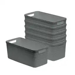 Walmart Curver Set of 6 Jute Basket Slim Durable Resin Organization and Storage Basket Bin, Grey offer
