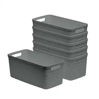 Walmart Curver Set of 6 Jute Basket Slim Durable Resin Organization and Storage Basket Bin, Grey offer