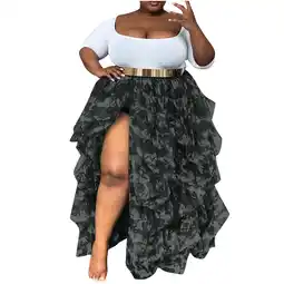 Walmart Viikei Plus Size Skirts for Women Tulle High Waist Ruffle Floor Length Wedding Puffy Maxi Long offer