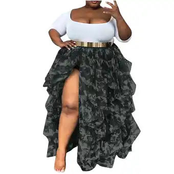 Walmart Viikei Plus Size Skirts for Women Tulle High Waist Ruffle Floor Length Wedding Puffy Maxi Long offer