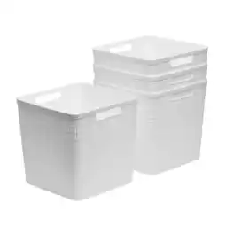 Walmart Curver Set of 4 Jute Basket Cube Durable Resin Organization and Storage Basket Bin, White offer