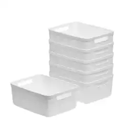 Walmart Curver Set of 6 Jute Basket Small Durable Resin Organization and Storage Basket Bin, White offer