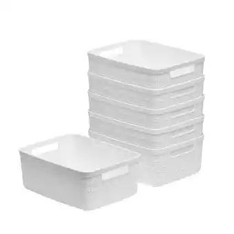 Walmart Curver Set of 6 Jute Basket Small Durable Resin Organization and Storage Basket Bin, White offer