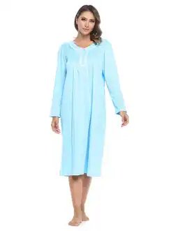 Walmart Casual Nights Women's Long Knitted & Lace Henley Nightgown offer