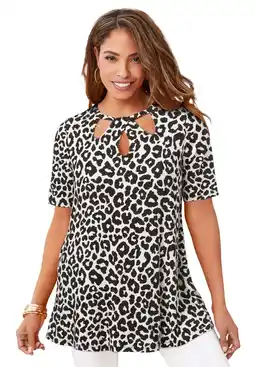 Walmart Jessica London Women's Plus Size Stretch Knit Cutout Swing Tunic offer