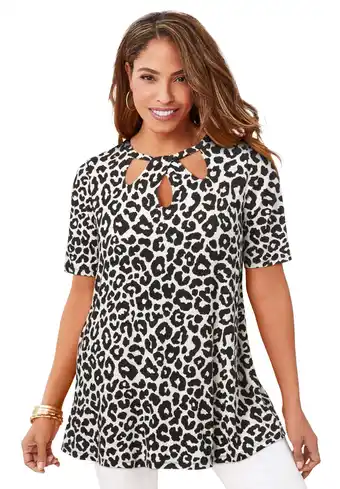 Walmart Jessica London Women's Plus Size Stretch Knit Cutout Swing Tunic offer