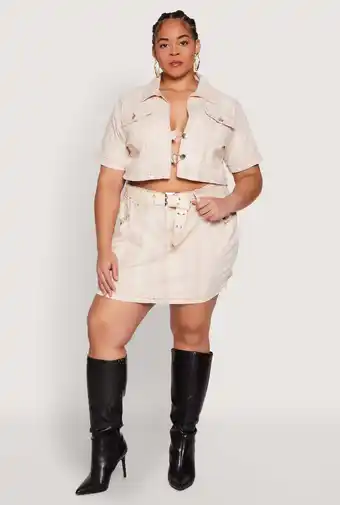 Walmart Womens Plus Size Spoon Jeans Mineral Wash Pintuck Skirt offer