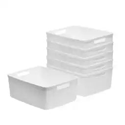 Walmart Curver Set of 6 Jute Basket Medium Durable Resin Organization and Storage Basket Bin, White offer