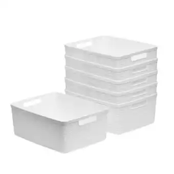 Walmart Curver Set of 6 Jute Basket Medium Durable Resin Organization and Storage Basket Bin, White offer