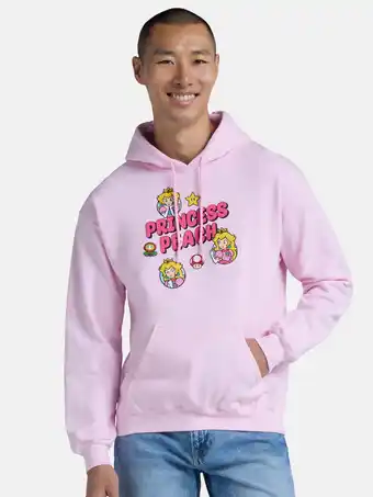Walmart Super Mario Men's and Big Men's Princess Peach Graphic Hoodie, Sizes S- 3XL offer