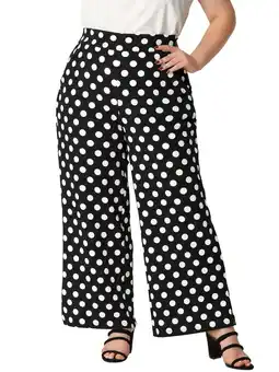 Walmart Agnes Orinda Women's Plus Size Elastic Waist Wide Leg Palazzo Oversize Pants 1X Black offer