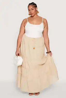 Walmart Womens Plus Size Almost Famous Tiered Maxi Skirt offer