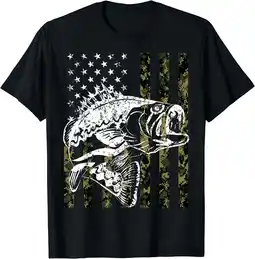 Walmart Fishing, Camouflage American Flag Fish, Bass Fish Fisherman T-Shirt offer