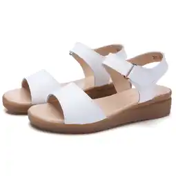 Walmart Womens Sandals Summer Leather Wedge Fashion Velcro Beach Comfy Walking Open Toe Sandals for Women offer