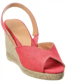 Walmart Castañer Brisa Canvas Slingback Wedge Sandal, 37, Orange offer