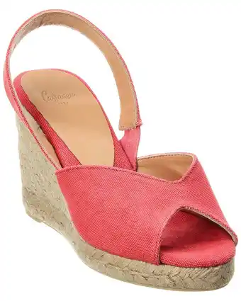 Walmart Castañer Brisa Canvas Slingback Wedge Sandal, 37, Orange offer