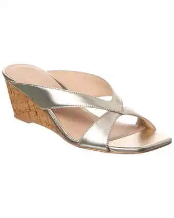 Walmart Stuart Weitzman Miami 50 Leather Wedge Sandal, 7.5, Gold offer