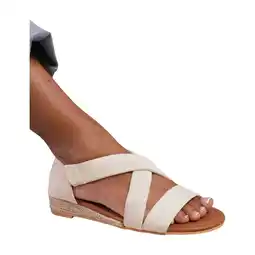 Walmart Where�'s That From Womens Hummingbird Suede Crossover Strap Wide Low Wedge offer