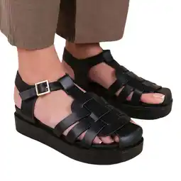 Walmart Where�'s That From Womens Louisiana Faux Leather Multi Strap Wide Sandals offer