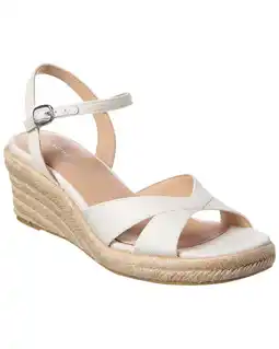 Walmart Stuart Weitzman Miami Espadrille Canvas & Leather Wedge, 6.5, White offer