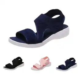 Walmart Women's Walking Sandals Slip-On Wedge Sandals Platform Open Toe Ankle Elastic Strap Summer Beach offer