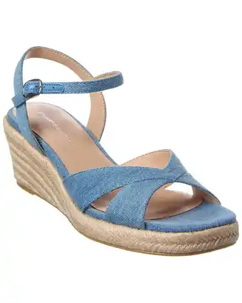 Walmart Stuart Weitzman Miami Espadrille Canvas & Leather Wedge, 6, Blue offer