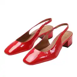 Walmart Where�'s That From Womens Michigan Patent Leather Sling Back Low Block Heel Sandals offer