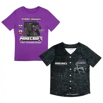 Walmart Minecraft Boys T-Shirt 2-Pack, Baseball Shirt and Tee 2-Pack Bundle Set for Boys, Sizes 4-16 offer