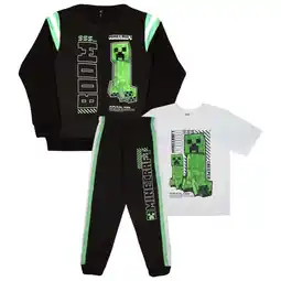 Walmart Minecraft Creeper Tracksuit Set Zip Jacket,Short Sleeve Tee Jogger Pants (Boy's) offer