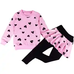 Walmart FEDPOP Girls Clothes Outfits Sets Sweatshirt Top & Long Pantskirts Sets Size 8 offer