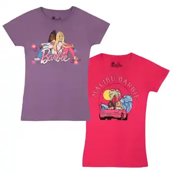 Walmart Barbie Girls Tee 2 Pack, Malibu Barbie T-shirts for Girls 2-Pack Bundle Set (Size 4-16) offer
