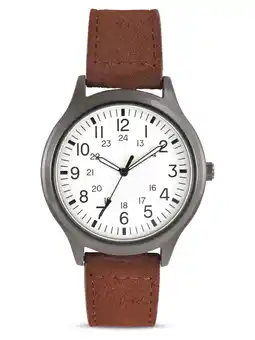 Walmart George Men's Gunmetal Round Case Watch with Easy Read Dial and Brown PU Suede Strap. 44MM offer