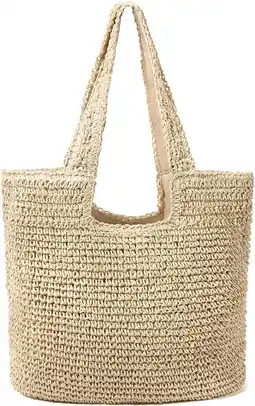 Walmart Gocvo Straw Beach Bag for Women Summer Woven Beach Tote Bag Shoulder Handbags Boho Bag offer