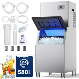 Walmart Ecojoy Commercial Ice Maker 550 Lbs/24H, 360 Lbs Large Storage Air-Cooled Commercial Ice Machine offer
