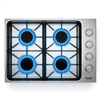 Walmart Costway 30 Gas Cooktop with 4 Sealed Burners ABS Knobs Cast Iron Grates Easy Cleaning offer