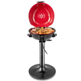 Walmart Costway Portable 1600W Electric BBQ Grill with Temperature Control & Grease Collector Red offer