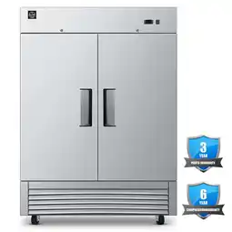 Walmart NSF 55 in. 2-Door Reach In Commercial Freezer 47 Cu.Ft. Stainless Steel Freezer Solid Door C55F offer