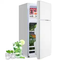 Walmart DEMULLER 2.4 Cu.ft Refrigerator with Freezer One Person Mini Refrigerator Plastic Shelves White New offer