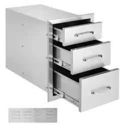 Walmart BBQ Drawer 20.3x14 Triple Outdoor Kitchen Drawer Island Stainless Steel w/ Vent offer
